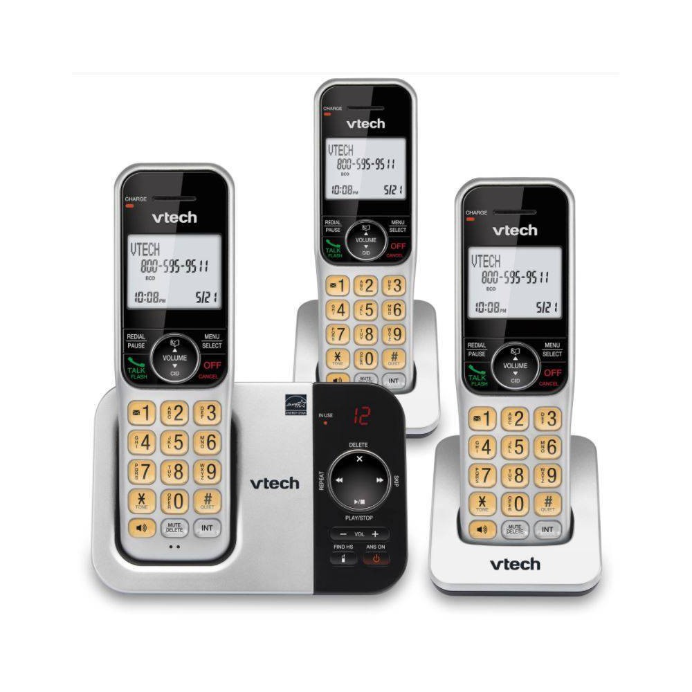 VTech DECT 6.0 Expandable Cordless Phone with Answering Machine - 3 Handsets (CS5329-3)