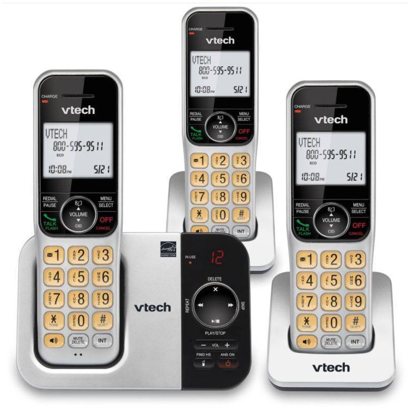 VTech DECT 6.0 Expandable Cordless Phone with Answering Machine - 3 Handsets (CS5329-3), 1 of 6