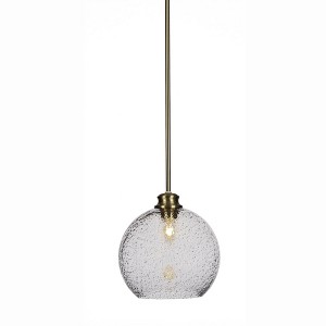 Toltec Lighting Kimbro 1 - Light Pendant in  New Aged Brass with 9.5" Smoke Bubble Shade - 1 of 1