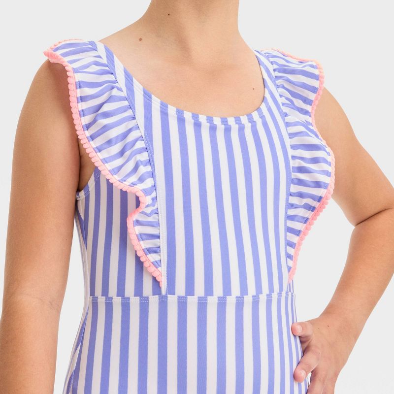 Girls&#39; &#39;Summer Picnic&#39; Striped One Piece Swimsuit - Cat &#38; Jack&#8482; Blue, 3 of 5