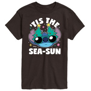 Men's - Lilo and Stitch - Tis the Sea-Sun Christmas Short Sleeve Graphic T-Shirt - 1 of 4