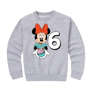 Girls' - Disney - Minnie Birthday 6 Graphic Long Sleeve Fleece Sweatshirt - 1 of 4