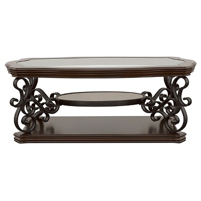 Bianca Merlot 2-Shelf Glass Top Coffee Table