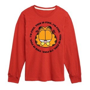 Boys' - Garfield - I'm Fine This Is Fine Long Sleeve Graphic T-Shirt - 1 of 4