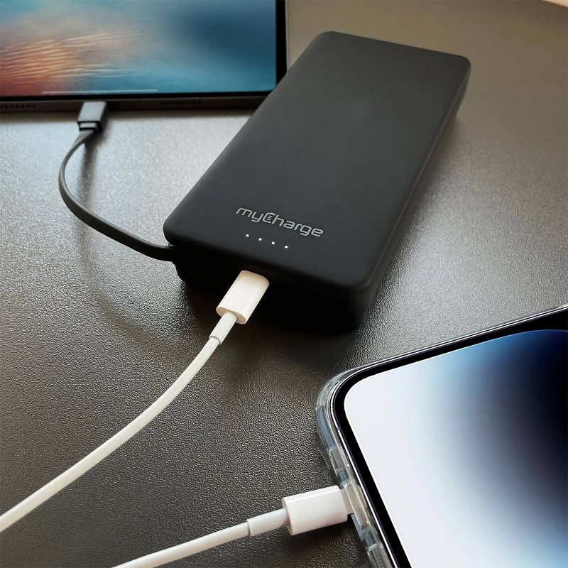 myCharge Amp Prong Max 20000mAh/12W Output Power Bank with Integrated Charging Cable - Black, 5 of 7