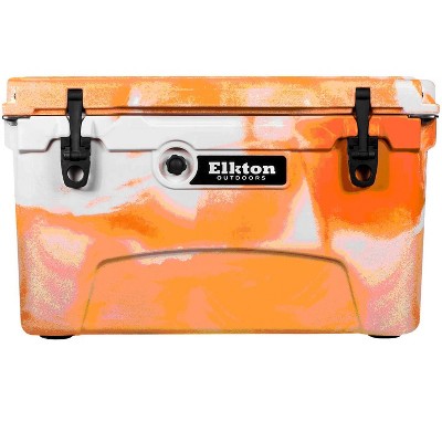  Elkton Outdoors ELK-ICE-45ORG Heavy Duty Rotomolded Portable 45 Quart Commercial Grade Insulated Hardside Ice Chest Beverage Cooler, Orange 