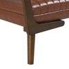 Racxily 52" Mid Century Bench - Walnut Wood Leg Bench, Channeled Tufted Upholstery, PU Cognac/Beige,for Bedroom/Living Room/Kitchen/Entryway - 4 of 4