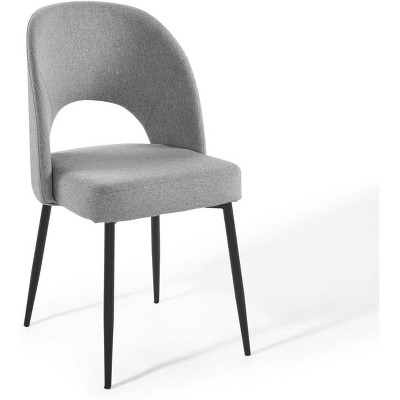 Elegant Mid-Century 33.5" Black and Light Gray Upholstered Side Chair