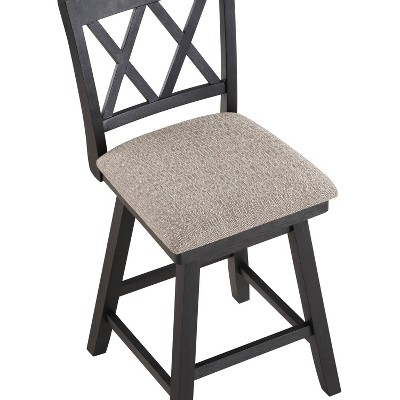 24" Beige and Black Wood Swivel Counter Stool