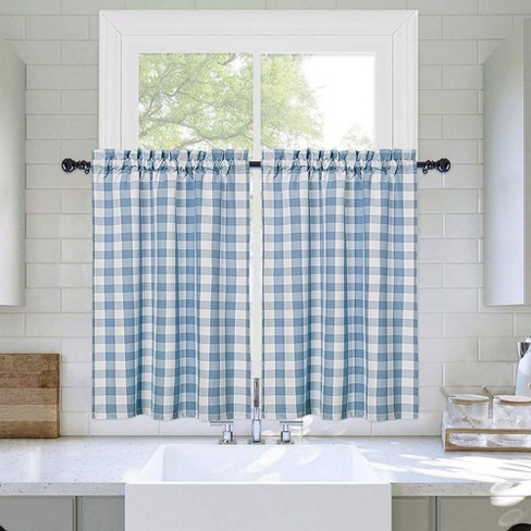 Trinity Buffalo Check Plaid Cotton Blend Kitchen Curtains