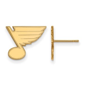 Black Bow Jewelry 14k Yellow Gold St. Louis Blues NHL Stud Earrings - 1 of 3