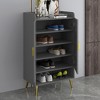 Angel Sar Nordic Gray Shoe Storage Cabinet, 5-Shelf Entryway Shoe Organizer with Textured Surface, Modern Open Shoe Cabinet for Home Entry - 3 of 4