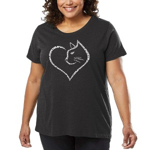 LA Pop Art Cat Heart - Women's Word Art T-Shirt - 1 of 4
