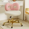 ROOMTEC Vanity Chair with Wheels, Swivel Makeup Chair,Bedroom Height Adjustable Chair with Upholstered and Cute Bow Backrestst - 3 of 4