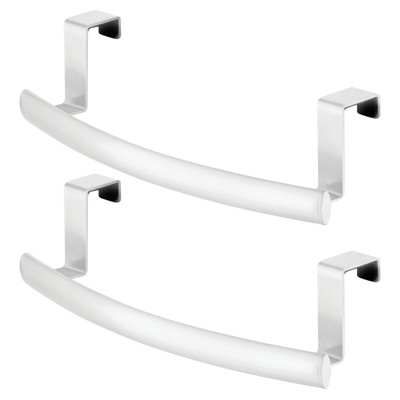 Mdesign Steel Over Door Curved Towel Bar Storage Hanger Rack - 2 Pack