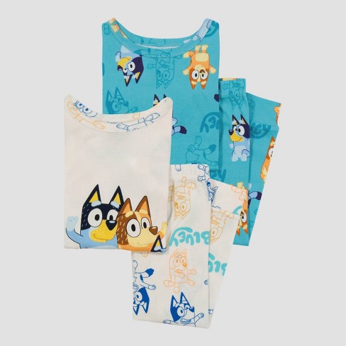 Bluey & Bingo Toddler Boys Cotton Tops and Pants, 4-Piece Pajama Set, Sizes  2T-5T 
