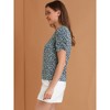 INSPIRE CHIC Women's Floral Summer Crew Neck Casual Shirred Short Sleeve Blouse - 4 of 4