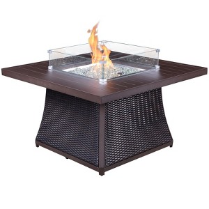 Kinger Home Propane Fire Pit Table 42-inch, 50,000 BTU CSA Certified, Rattan Wricker Aluminum Frame, Accessories Included - 1 of 4