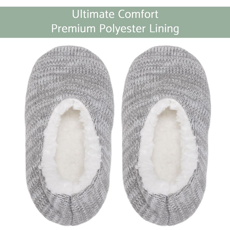 Elanze Designs Simple Knit Womens Plush Lined Cozy Non Slip Indoor Soft Slipper - Grey, Large, 2 of 7