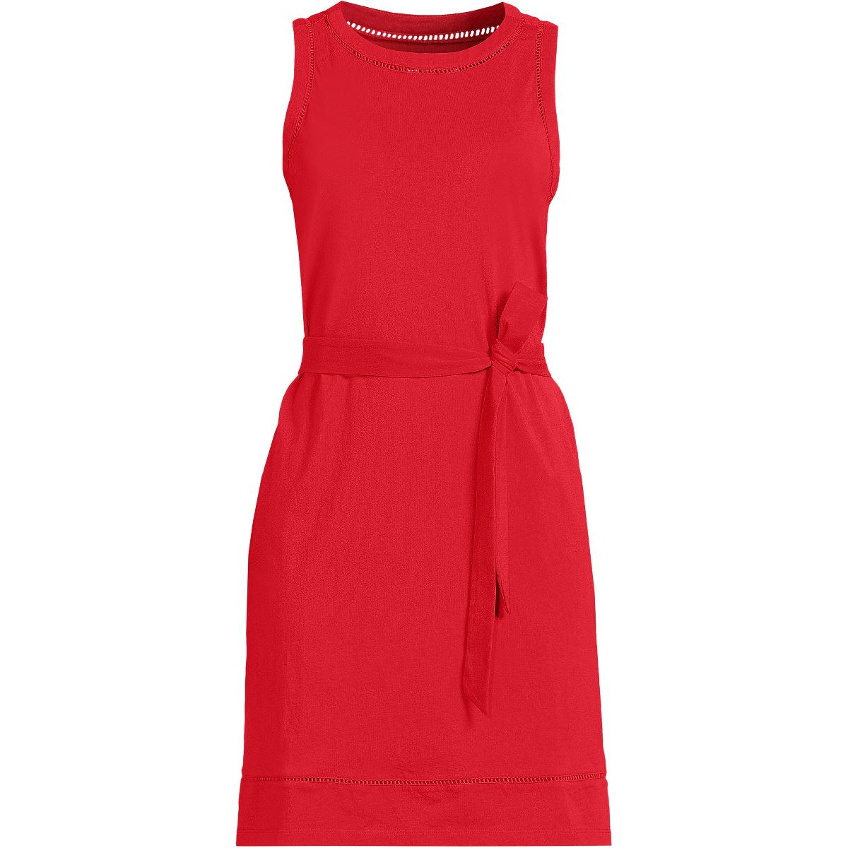 Lands' End Women's Cotton Jersey Crew Neck Sleeveless Shift Dress - thumbnail 3
