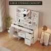 Modern Vanity Desk Table With Mirror and Lights,Built-in Power Outlet  with Drawers & Cabinets,Open Storage,Vanity Table With Stool for Bedroom - 4 of 4