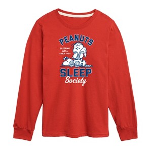 Boys' - Peanuts - Peanuts Sleep Society Long Sleeve Graphic T-Shirt - 1 of 4