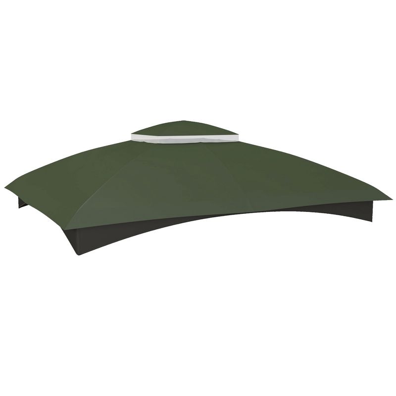 Outsunny 10' x 12' Gazebo Canopy Replacement, 2-Tier Outdoor Gazebo Cover Top Roof with Drainage Holes, (TOP ONLY), Green, 1 of 7
