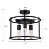 Claxy Industrial Black Semi Flush Ceiling Light Wood Grain Drum Ceiling Light - 3 of 4