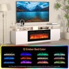 Modern Fireplace TV Stand with Dual Control, 12 Flame Colors, Ember Bed, Ample Storage, Cable Management – 70" Media Console for Living Room， White - 3 of 4