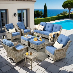 XIZZI OUTDOOR SWIVEL ROCKER SETS: 3-PC Rocker + Modular Sofa & Fire Pit Options - All-Weather Fabric, 8 Color Choices for Patio, Garden, Poolside - 1 of 4