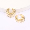 Sunburst-Style Hinged Hoop Earrings Trendy Statement Chunky Textured Huggie Earrings - 3 of 4