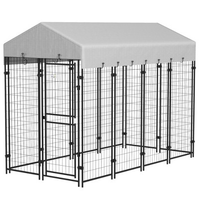 Large Outdoor Galvanized Steel Dog Kennel with Waterproof Cover