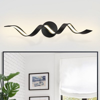 LLHZSY Modern Spiral Design LED Bathroom Vanity Light Dimmable Wall Light - 23 3/5 Inch - Black-3000K