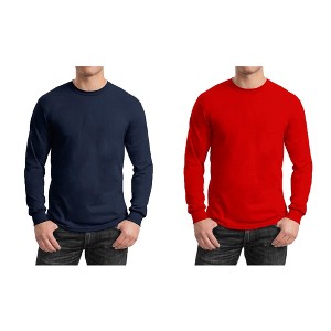 Galaxy By Harvic Men's Cotton-Blend Long Sleeve Crew Neck Tee 2-Pack - 1 of 2