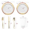 Smarty Had A Party White with Burgundy and Gold Harmony Rim Plastic Wedding Value Set (60 Settings) - image 2 of 4