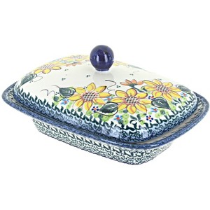 Blue Rose Polish Pottery MA03 Galia Butter Tub - 1 of 2