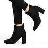 Allegra K Women's Round Toe Chunky High Heels Ankle Chelsea Boots - 2 of 4