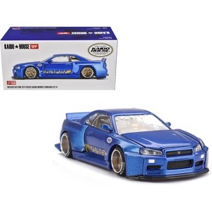 Nissan Skyline GT-R (R34) "SHINJUKU V2 Aero" RHD Blue Metallic "Kaido House" Special 1/64 Diecast Model Car by Mini GT - 1 of 4