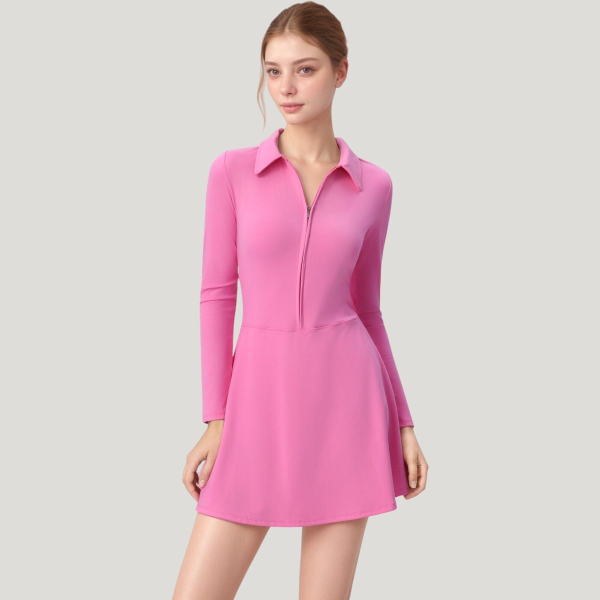 Женские платья Anna-Kaci Active Women's Active Dress with Zip Front Closure and Pointed Collar - X Large, Pink — фото 2
