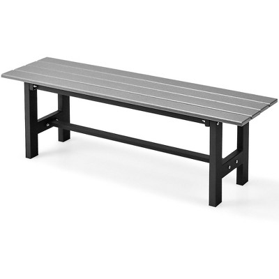 Tangkula Outdoor HDPE Bench w/ Metal Frame 47" x 14" x 16" for Yard Garden