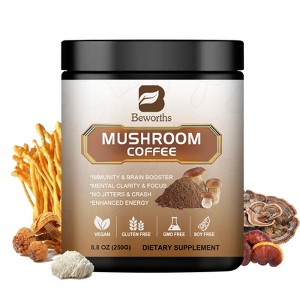 B Beworth Organic Instant Mushroom Coffee Powder - with Reishi, Cordyceps, Lion's Mane, Chaga - for Energy & Immunity Support, 250g - 1 of 4