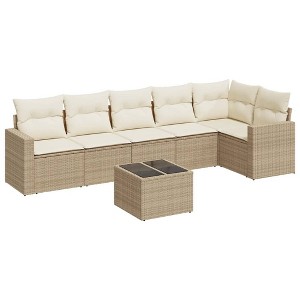 vidaXL Garden Sofa Set Beige - 1 of 4
