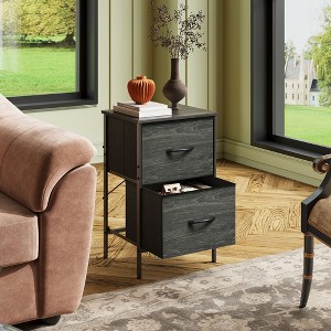 Nightstand with 2 Drawers, Bedside Furniture for Bedroom, College Dorm, End Table with Fabric Bins, Dormitory - 1 of 4