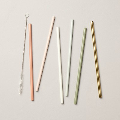 Rose Gold Reusable Stainless Steel Straws (6-piece set)