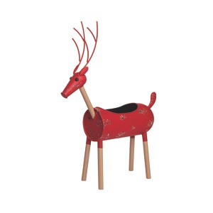Transpac Metal 21 in. Red Christmas Simple Shapes Reindeer - 1 of 2