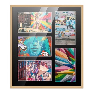 PosterPalooza | Natural Finish Collage Frame - Black Mat, 20 Frame Sizes to Choose From, UV Acrylic - 1 of 4