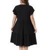 Women's Plus Size V Neck Ruffle Sleeve Tiered Flowy Vacation Summer Midi A Line Dresses with Pockets - Agnes Orinda - 4 of 4