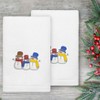 Linum Home Textiles Christmas Snow People - Embroidered Luxury 100% Turkish Cotton Hand Towels (Set of 2) - 2 of 3