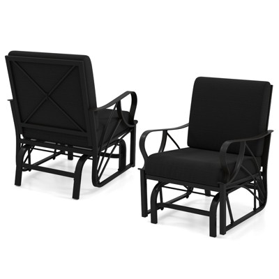 Tangkula 2PCS Patio Glider Chair Single Outdoor Rocking Chair w/ Seat & Back Cushions