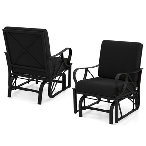 Tangkula 2PCS Patio Glider Chair Single Outdoor Rocking Chair w/ Seat & Back Cushions - 1 of 4